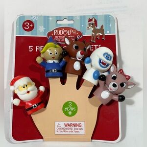 RASHTI BABY CHRISTMAS CLASSIC RUDOLPH 5 PIECE‎ FINGERS PUPPETS SET AGES 3+ NEW